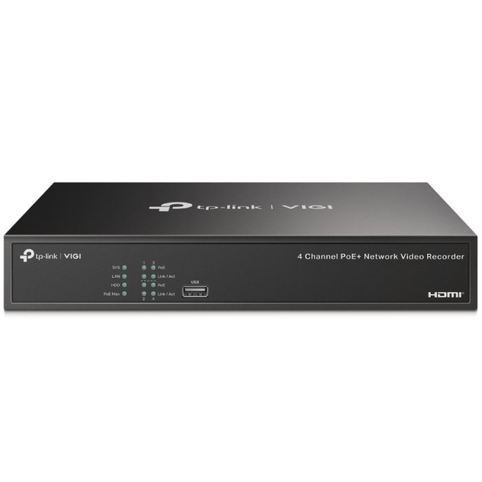 TP-Link VIGI NVR1004H-4P Grabador de vídeo en red de 4 canales con PoE+ TP-Link VIGI NVR1004H-4P Grabador de vídeo en red de 4 canales con PoE+